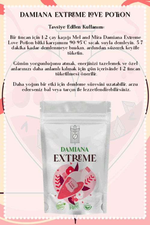 Damiana Extreme Love Potion Tea, Damiana & Ginsengli Bitki Çayı Destekleyici Özel Karışım
