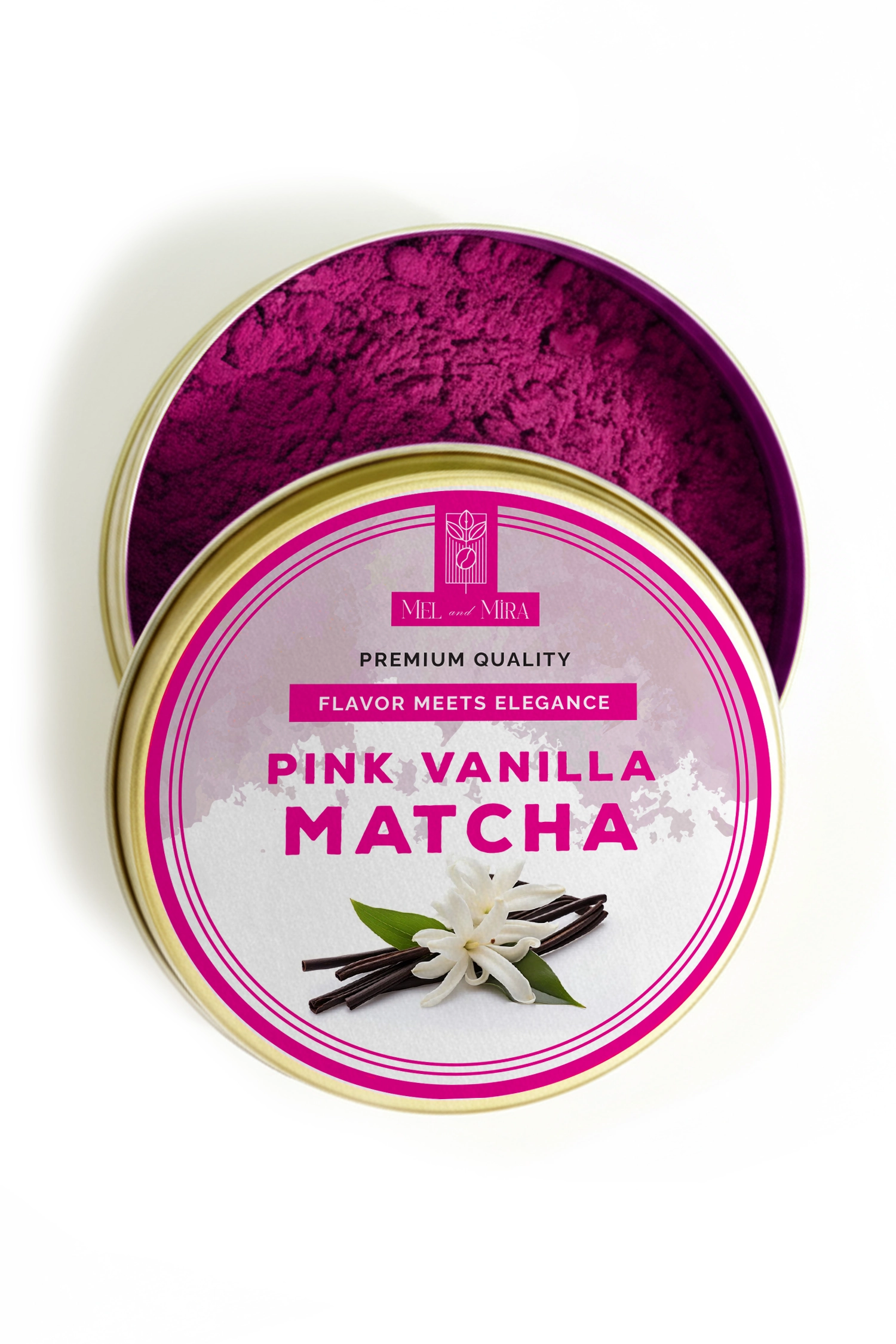 pink van Aromalı Matcha Vanilya Aromalı Pembe Spirulina Superfood Matcha Tozu - Görsel 1